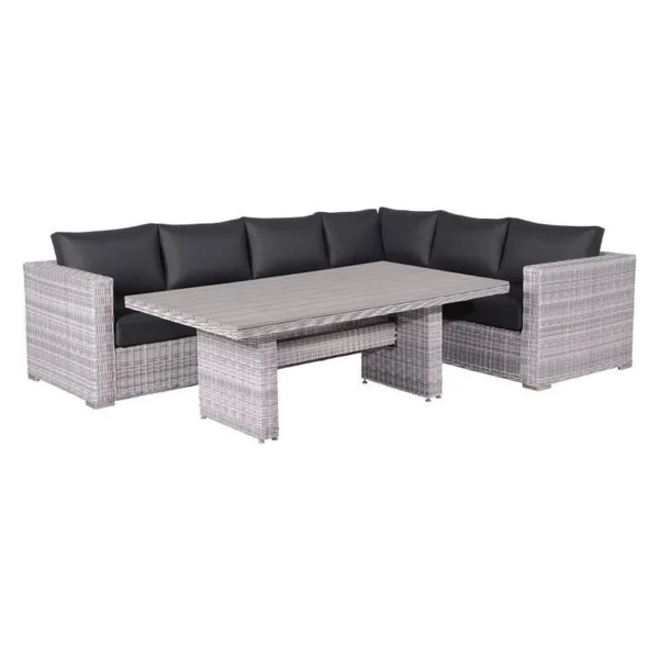 TENNESSEE, Hornsófasett + Lounge/Dining borð - Cloudy Grey